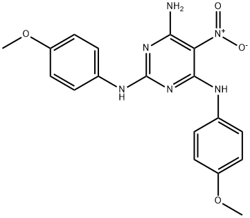 N~2~,N~4~-bis(4-methoxyphenyl)-5-nitro-2,4,6-pyrimidinetriamine 化学構造式