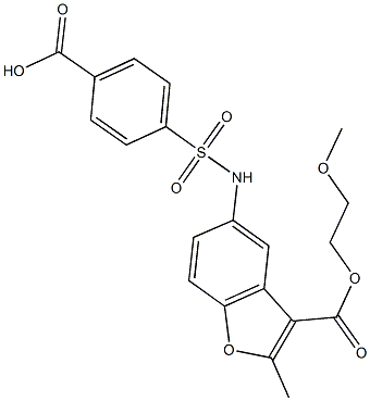 4-[({3-[(2-methoxyethoxy)carbonyl]-2-methyl-1-benzofuran-5-yl}amino)sulfonyl]benzoic acid Structure