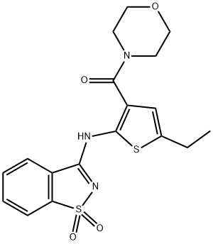 N-(1,1-dioxido-1,2-benzisothiazol-3-yl)-N-[5-ethyl-3-(4-morpholinylcarbonyl)-2-thienyl]amine Struktur