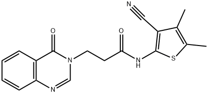 N-(3-cyano-4,5-dimethyl-2-thienyl)-3-(4-oxo-3(4H)-quinazolinyl)propanamide 结构式