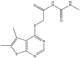 N-{[(5,6-dimethylthieno[2,3-d]pyrimidin-4-yl)sulfanyl]acetyl}-N'-methylurea Structure