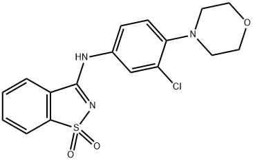 N-[3-chloro-4-(4-morpholinyl)phenyl]-N-(1,1-dioxido-1,2-benzisothiazol-3-yl)amine 化学構造式