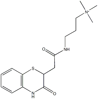 N,N,N-trimethyl-3-{[(3-oxo-3,4-dihydro-2H-1,4-benzothiazin-2-yl)acetyl]amino}-1-propanaminium Struktur