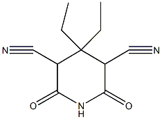 4,4-diethyl-2,6-dioxopiperidine-3,5-dicarbonitrile 化学構造式