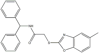 N-benzhydryl-2-[(5-methyl-1,3-benzoxazol-2-yl)sulfanyl]acetamide Struktur