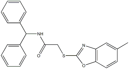 N-benzhydryl-2-[(5-methyl-1,3-benzoxazol-2-yl)sulfanyl]acetamide Structure