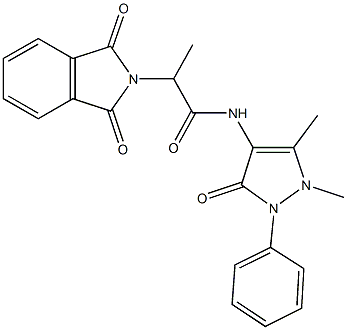 N-(1,5-dimethyl-3-oxo-2-phenyl-2,3-dihydro-1H-pyrazol-4-yl)-2-(1,3-dioxo-1,3-dihydro-2H-isoindol-2-yl)propanamide Struktur