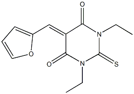 1,3-diethyl-5-(2-furylmethylene)-2-thioxodihydro-4,6(1H,5H)-pyrimidinedione Structure