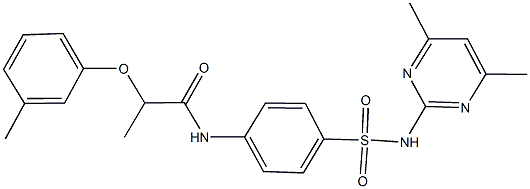 N-(4-{[(4,6-dimethyl-2-pyrimidinyl)amino]sulfonyl}phenyl)-2-(3-methylphenoxy)propanamide,821010-59-7,结构式