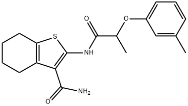 2-{[2-(3-methylphenoxy)propanoyl]amino}-4,5,6,7-tetrahydro-1-benzothiophene-3-carboxamide,821010-60-0,结构式