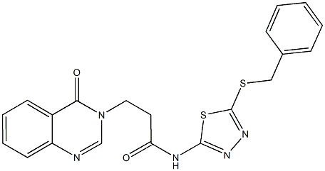 N-[5-(benzylsulfanyl)-1,3,4-thiadiazol-2-yl]-3-(4-oxo-3(4H)-quinazolinyl)propanamide Structure