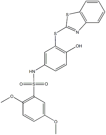 N-[3-(1,3-benzothiazol-2-ylsulfanyl)-4-hydroxyphenyl]-2,5-dimethoxybenzenesulfonamide Structure