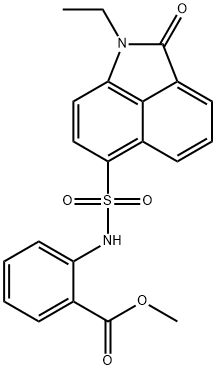 methyl 2-{[(1-ethyl-2-oxo-1,2-dihydrobenzo[cd]indol-6-yl)sulfonyl]amino}benzoate 化学構造式