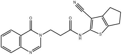 N-(3-cyano-5,6-dihydro-4H-cyclopenta[b]thien-2-yl)-3-(4-oxo-3(4H)-quinazolinyl)propanamide Structure