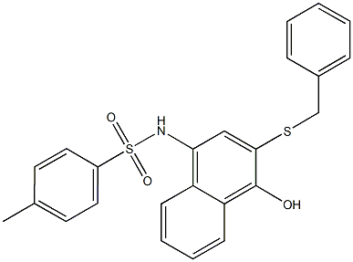 N-[3-(benzylsulfanyl)-4-hydroxy-1-naphthyl]-4-methylbenzenesulfonamide 化学構造式