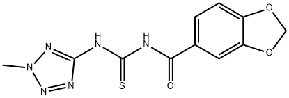 N-(1,3-benzodioxol-5-ylcarbonyl)-N'-(2-methyl-2H-tetraazol-5-yl)thiourea 化学構造式