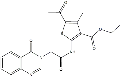 ethyl 5-acetyl-4-methyl-2-{[(4-oxo-3(4H)-quinazolinyl)acetyl]amino}-3-thiophenecarboxylate Structure