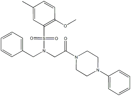 N-benzyl-2-methoxy-5-methyl-N-[2-oxo-2-(4-phenyl-1-piperazinyl)ethyl]benzenesulfonamide Struktur
