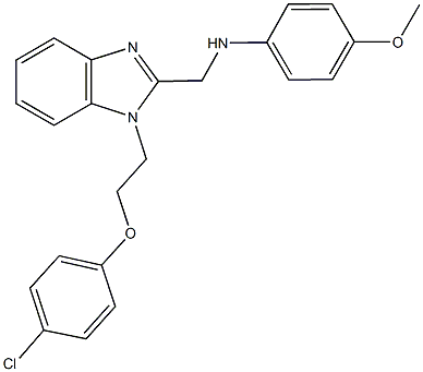 N-({1-[2-(4-chlorophenoxy)ethyl]-1H-benzimidazol-2-yl}methyl)-N-(4-methoxyphenyl)amine 化学構造式