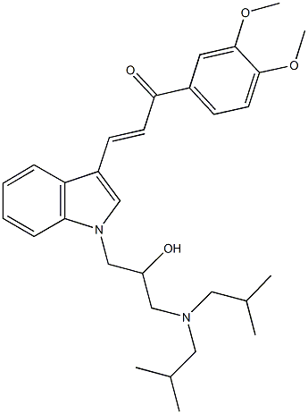 3-{1-[3-(diisobutylamino)-2-hydroxypropyl]-1H-indol-3-yl}-1-(3,4-dimethoxyphenyl)-2-propen-1-one 结构式