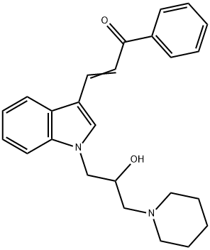 3-{1-[2-hydroxy-3-(1-piperidinyl)propyl]-1H-indol-3-yl}-1-phenyl-2-propen-1-one 化学構造式