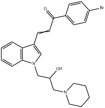 1-(4-bromophenyl)-3-{1-[2-hydroxy-3-(1-piperidinyl)propyl]-1H-indol-3-yl}-2-propen-1-one 结构式