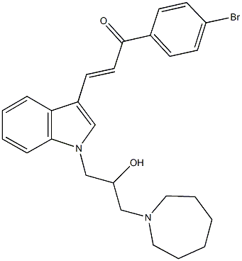 3-{1-[3-(1-azepanyl)-2-hydroxypropyl]-1H-indol-3-yl}-1-(4-bromophenyl)-2-propen-1-one Structure