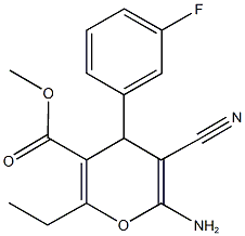 methyl 6-amino-5-cyano-2-ethyl-4-(3-fluorophenyl)-4H-pyran-3-carboxylate Structure