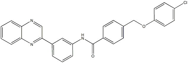 4-[(4-chlorophenoxy)methyl]-N-[3-(2-quinoxalinyl)phenyl]benzamide 结构式