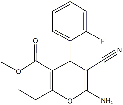 methyl 6-amino-5-cyano-2-ethyl-4-(2-fluorophenyl)-4H-pyran-3-carboxylate,825602-63-9,结构式