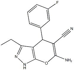 6-amino-3-ethyl-4-(3-fluorophenyl)-1,4-dihydropyrano[2,3-c]pyrazole-5-carbonitrile|