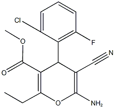 methyl 6-amino-4-(2-chloro-6-fluorophenyl)-5-cyano-2-ethyl-4H-pyran-3-carboxylate,825602-69-5,结构式