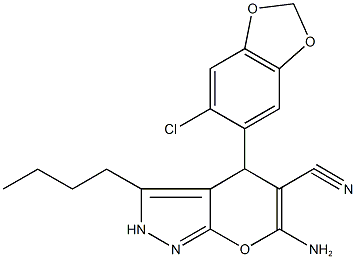 6-amino-3-butyl-4-(6-chloro-1,3-benzodioxol-5-yl)-2,4-dihydropyrano[2,3-c]pyrazole-5-carbonitrile Structure