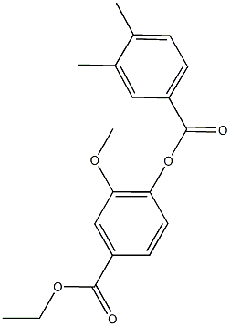 4-(ethoxycarbonyl)-2-methoxyphenyl 3,4-dimethylbenzoate 结构式