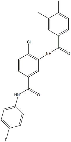 4-chloro-3-[(3,4-dimethylbenzoyl)amino]-N-(4-fluorophenyl)benzamide 结构式