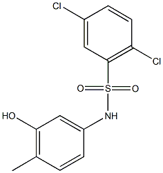 2,5-dichloro-N-(3-hydroxy-4-methylphenyl)benzenesulfonamide 化学構造式