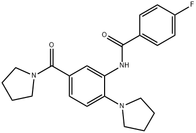 4-fluoro-N-[2-(1-pyrrolidinyl)-5-(1-pyrrolidinylcarbonyl)phenyl]benzamide,825604-28-2,结构式