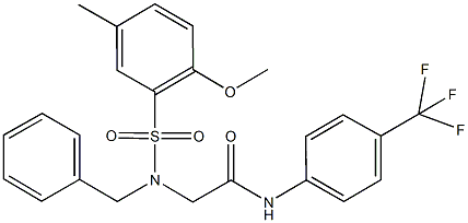 2-{benzyl[(2-methoxy-5-methylphenyl)sulfonyl]amino}-N-[4-(trifluoromethyl)phenyl]acetamide Structure