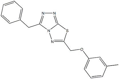 3-benzyl-6-[(3-methylphenoxy)methyl][1,2,4]triazolo[3,4-b][1,3,4]thiadiazole Struktur