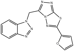 1-{[6-(2-furyl)[1,2,4]triazolo[3,4-b][1,3,4]thiadiazol-3-yl]methyl}-1H-1,2,3-benzotriazole Struktur