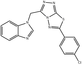 1-{[6-(4-chlorophenyl)[1,2,4]triazolo[3,4-b][1,3,4]thiadiazol-3-yl]methyl}-1H-benzimidazole 化学構造式