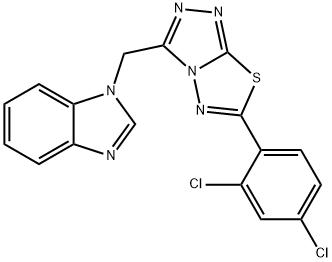 1-{[6-(2,4-dichlorophenyl)[1,2,4]triazolo[3,4-b][1,3,4]thiadiazol-3-yl]methyl}-1H-benzimidazole Structure