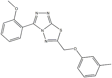 3-(2-methoxyphenyl)-6-[(3-methylphenoxy)methyl][1,2,4]triazolo[3,4-b][1,3,4]thiadiazole Struktur