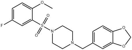 2-{[4-(1,3-benzodioxol-5-ylmethyl)-1-piperazinyl]sulfonyl}-4-fluorophenyl methyl ether Structure