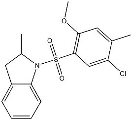 4-chloro-5-methyl-2-[(2-methyl-2,3-dihydro-1H-indol-1-yl)sulfonyl]phenyl methyl ether,825608-64-8,结构式