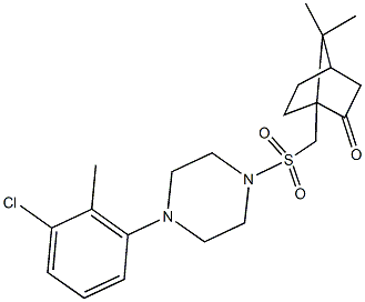 1-({[4-(3-chloro-2-methylphenyl)-1-piperazinyl]sulfonyl}methyl)-7,7-dimethylbicyclo[2.2.1]heptan-2-one 结构式