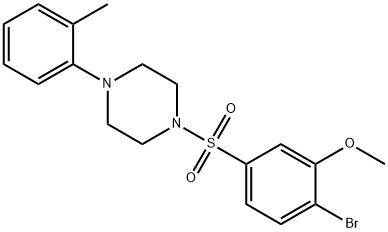 2-bromo-5-{[4-(2-methylphenyl)-1-piperazinyl]sulfonyl}phenyl methyl ether,825608-91-1,结构式