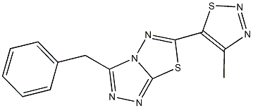 3-benzyl-6-(4-methyl-1,2,3-thiadiazol-5-yl)[1,2,4]triazolo[3,4-b][1,3,4]thiadiazole Struktur