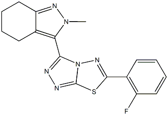 3-[6-(2-fluorophenyl)[1,2,4]triazolo[3,4-b][1,3,4]thiadiazol-3-yl]-2-methyl-4,5,6,7-tetrahydro-2H-indazole 结构式