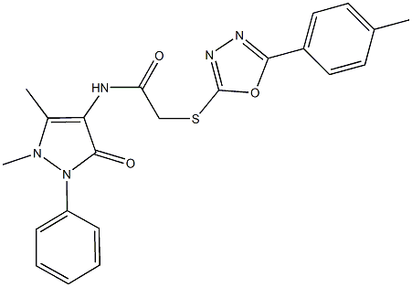 N-(1,5-dimethyl-3-oxo-2-phenyl-2,3-dihydro-1H-pyrazol-4-yl)-2-{[5-(4-methylphenyl)-1,3,4-oxadiazol-2-yl]sulfanyl}acetamide,825610-26-2,结构式